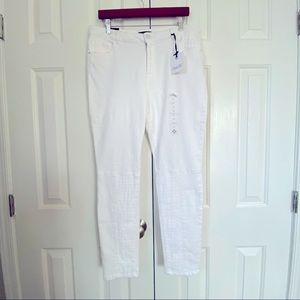 NANETTE LEPORE new white denim lace skinny jean 12